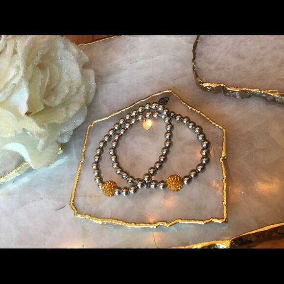 SILVER RUSTIC Cuff with Amber Gold Crystal Bead! - Picture 16 of 17